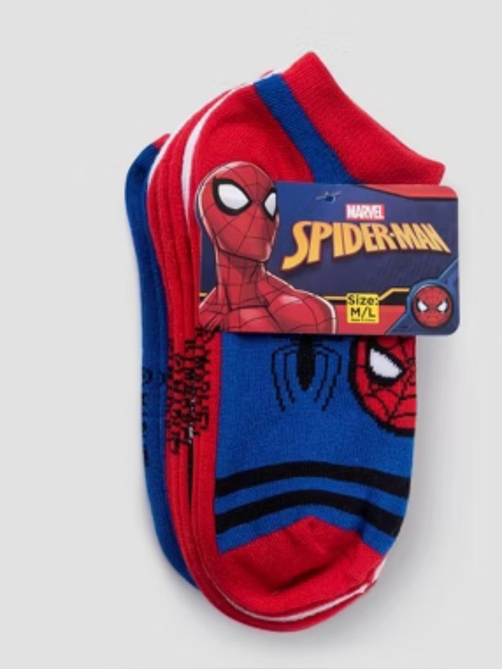 Marvel Spider-Man Multicolor 6 Pack No Show Ankle Socks Youth Boy M/L